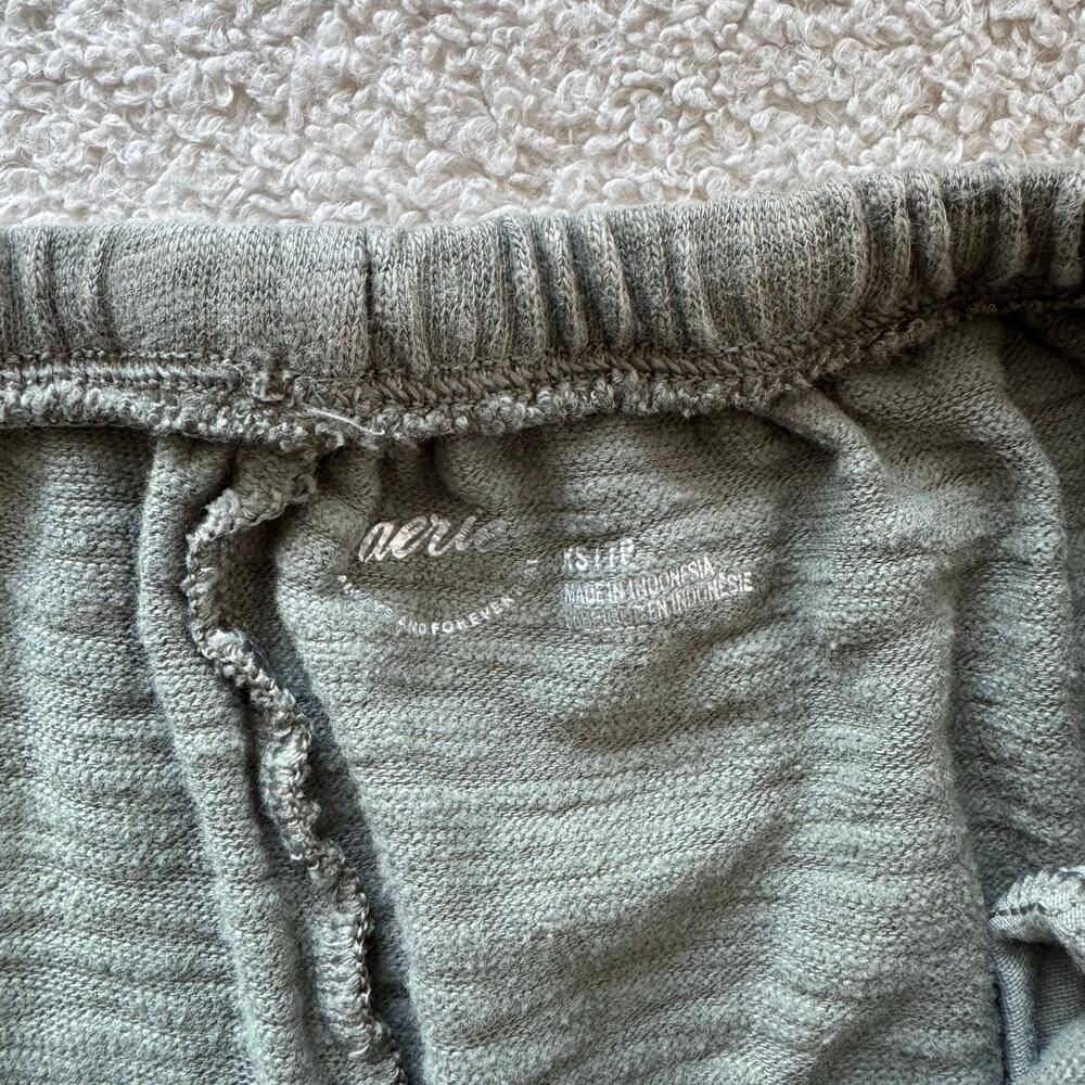 Aerie Slub Shorts featuring Textured Cotton Fabric and Raw Hem in Green - Picture 6 of 6